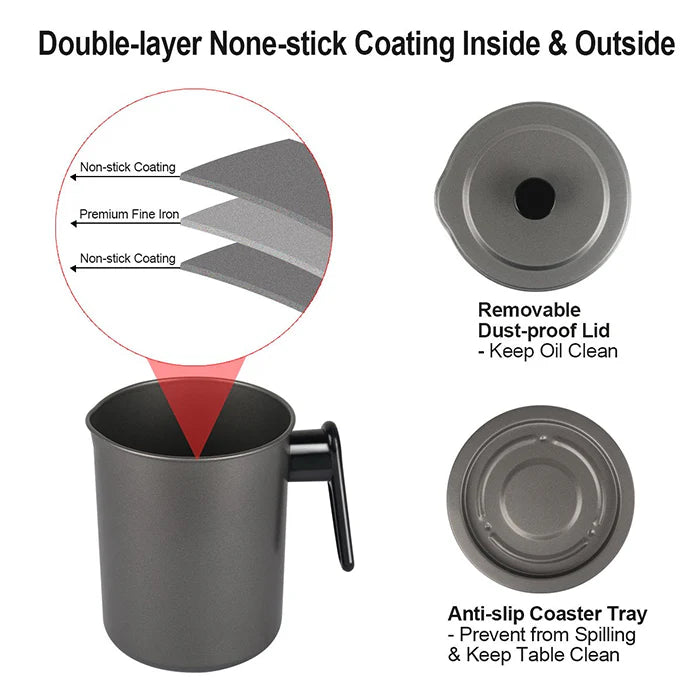 1.7L Stainless Steel Oil Strainer & Storage Pot