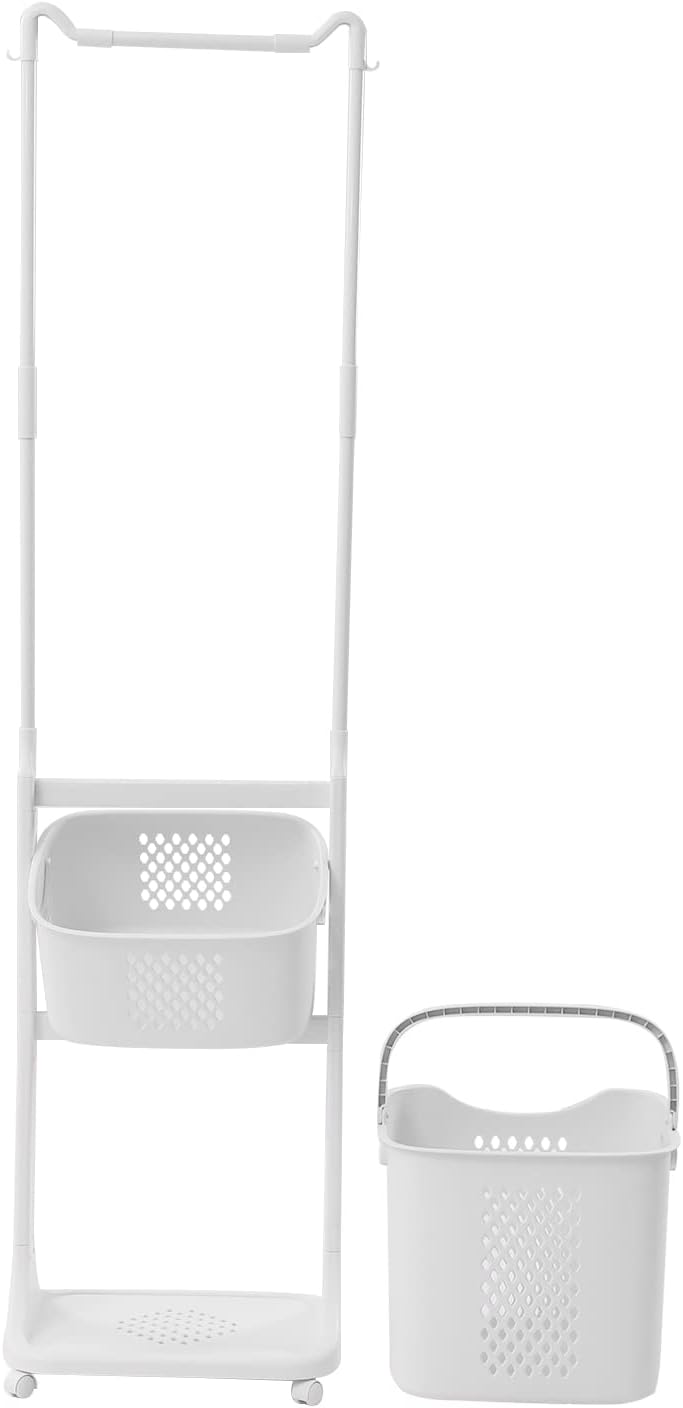 Dirty Clothes Hanger With Basket , Laundry Basket with Wheels happyhome