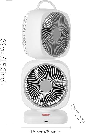 Dual Head Tower Fan, Portable Desk Fan happyhome