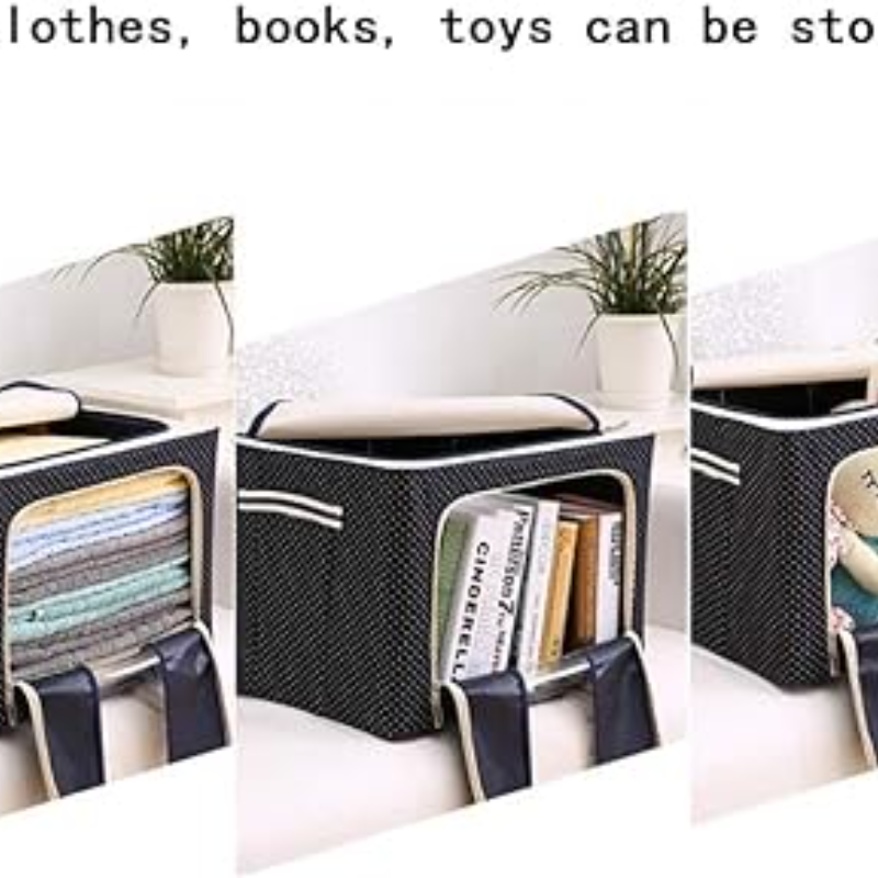 Fabric Foldable Storage Rack , Foldable Steel Frame Clothes Storage Box happyhome