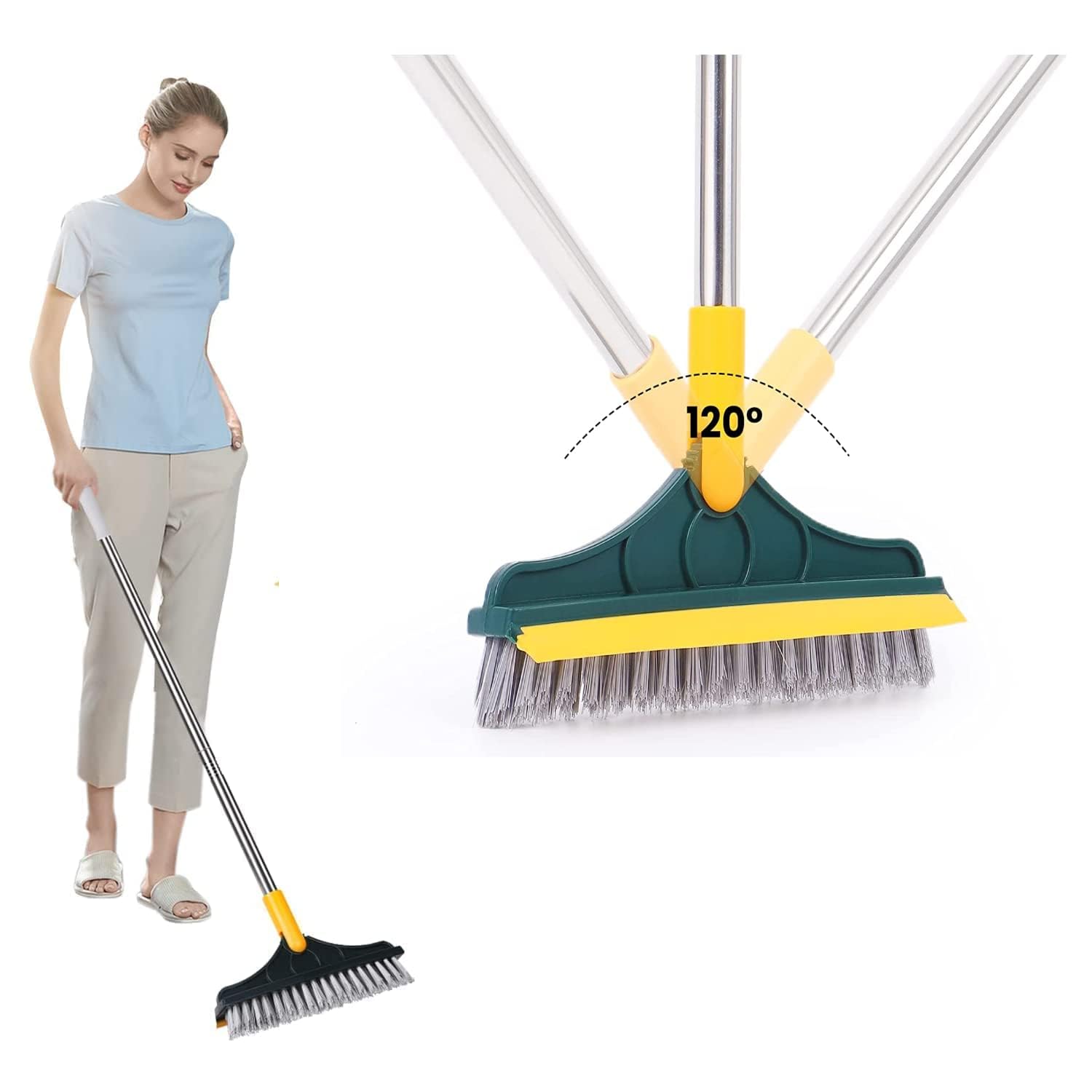 Floor Brush With Wiper , Floor Cleaning Brush happyhome