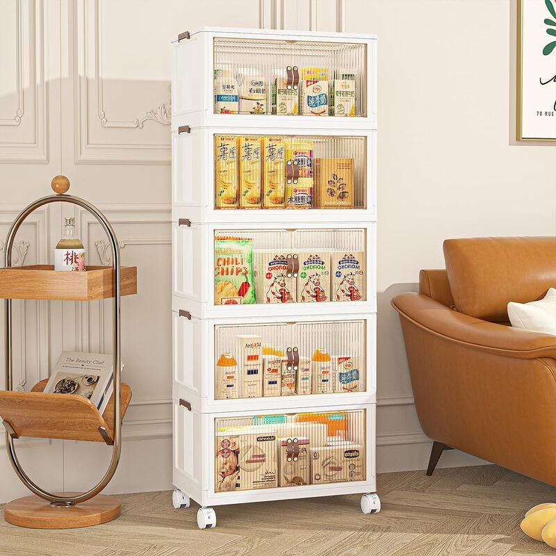 Foldable Storage Cabinet 5 Layer , Closed Storage Organizer happyhome