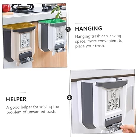 Foldable Waste Bin, Hanging Kitchen Trash Can happyhome