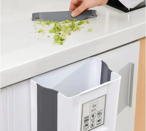 Foldable Waste Bin, Hanging Kitchen Trash Can happyhome