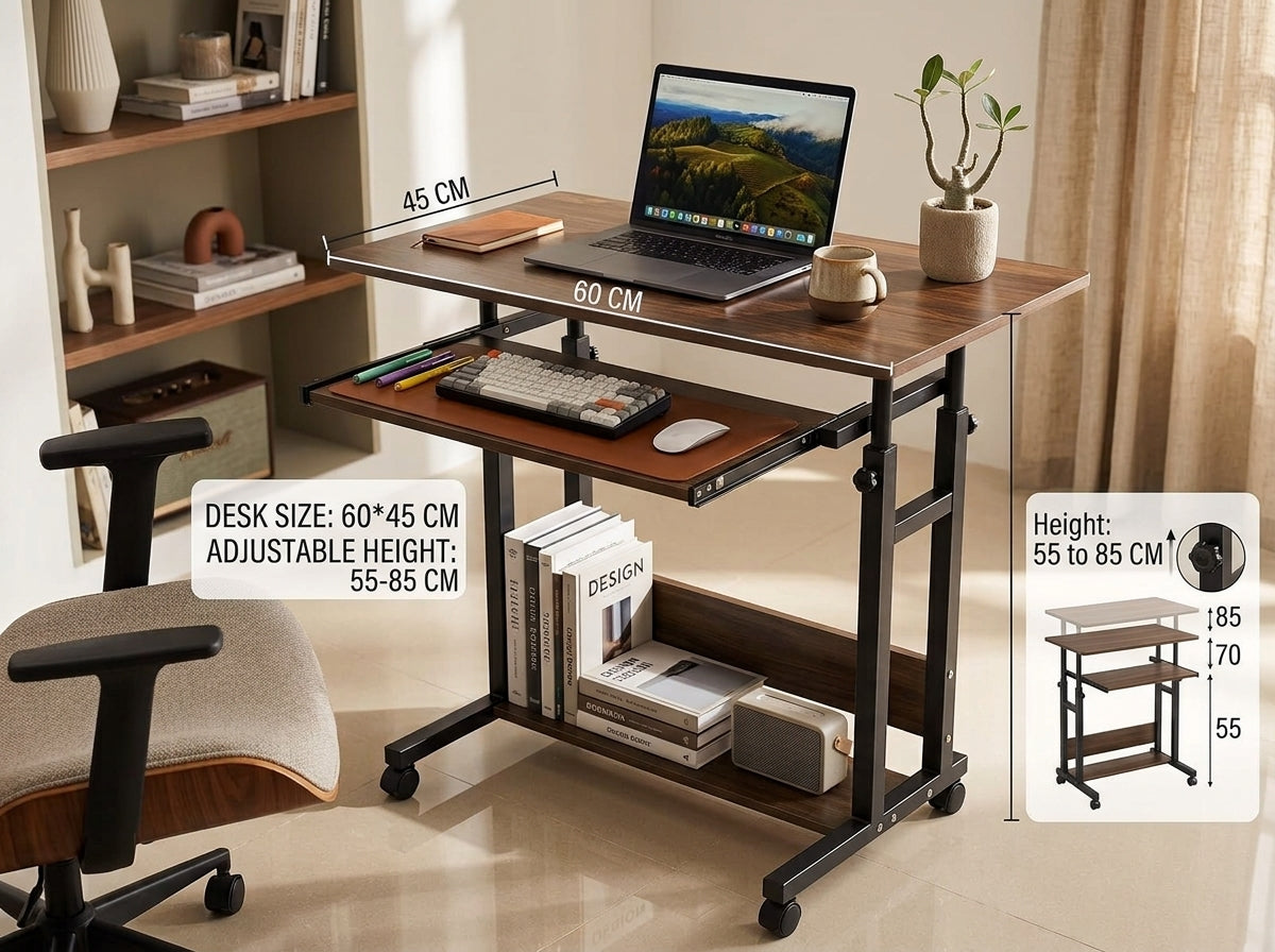 Adjustable Laptop Table with Key Board Tray,Computer Table,