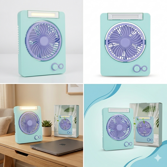 Table Fan with Light, LED Fan