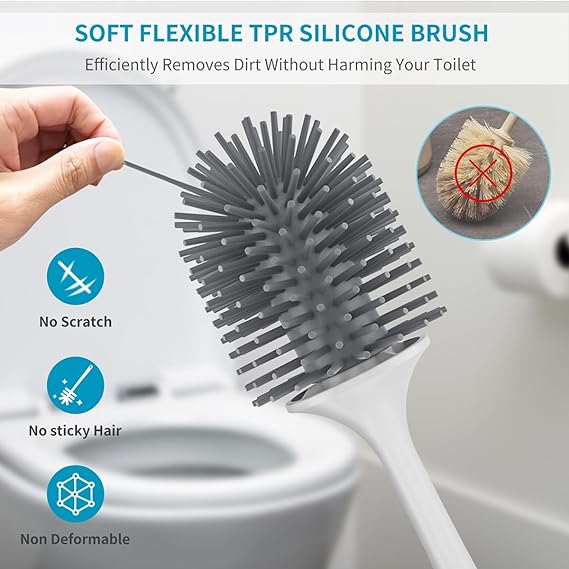 Grey Toilet Brush , Toilet Brush with Holder happyhome