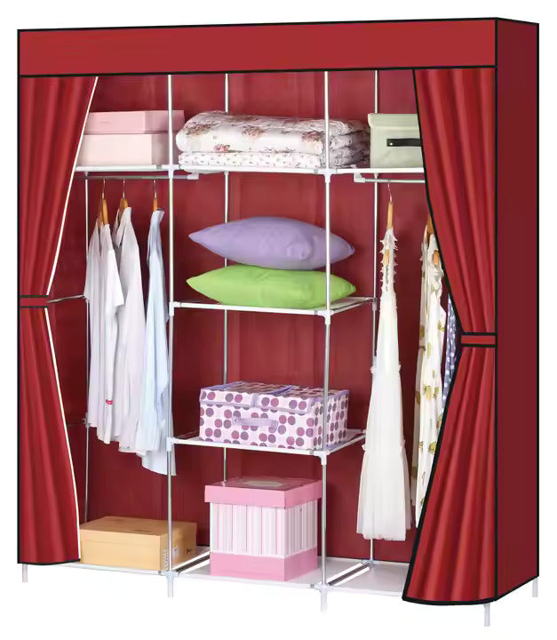 3 Column Cloth Wardrobe, Portable Fabric Wardrobe for Clothes