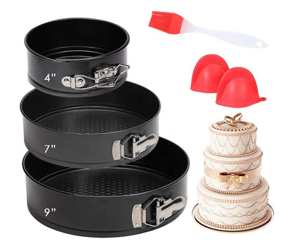 3-Piece Non-Stick Cake Tin Set (22cm, 24cm, 26cm) , Round Bakeware Cake Pan