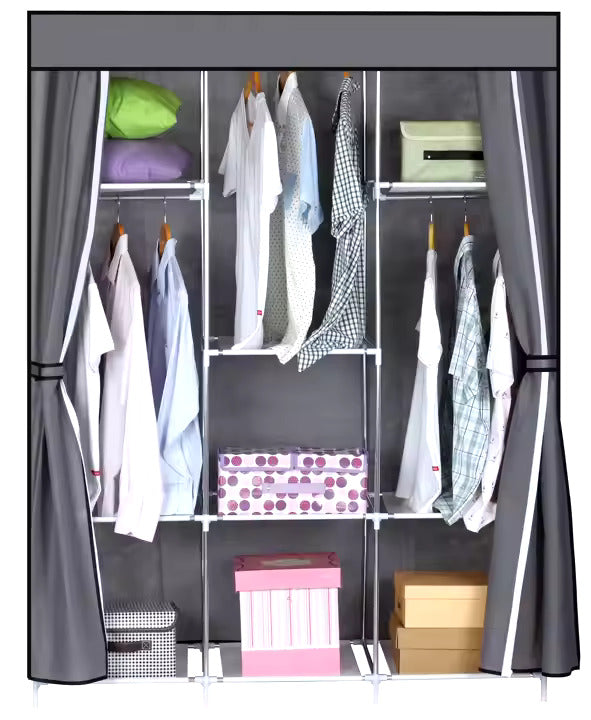 3 Column Cloth Wardrobe, Portable Fabric Wardrobe for Clothes