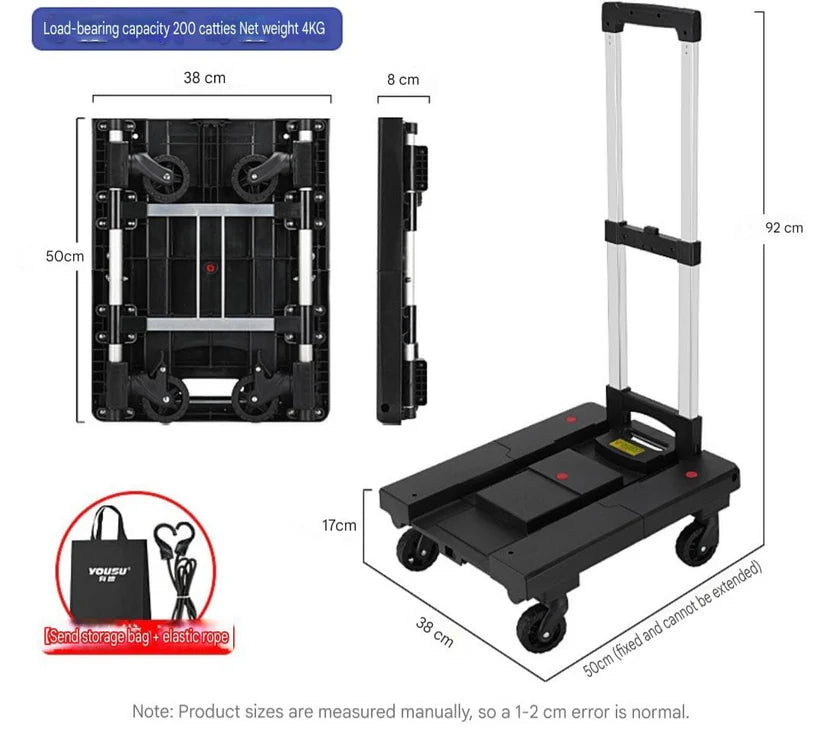 Folding Garden Trolley with Bag, Luggage Cart with Bag