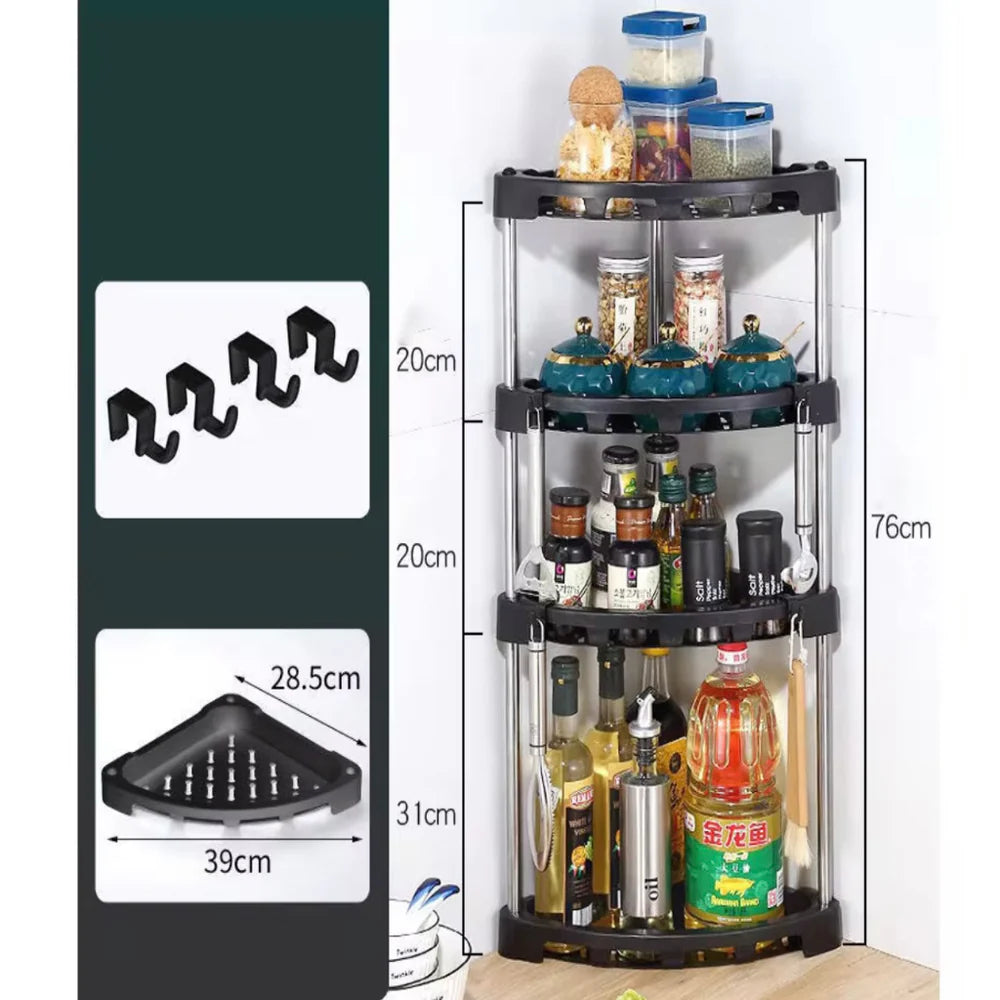 4 tier Plastic Corner Rack,4 Layer Kitchen Rack