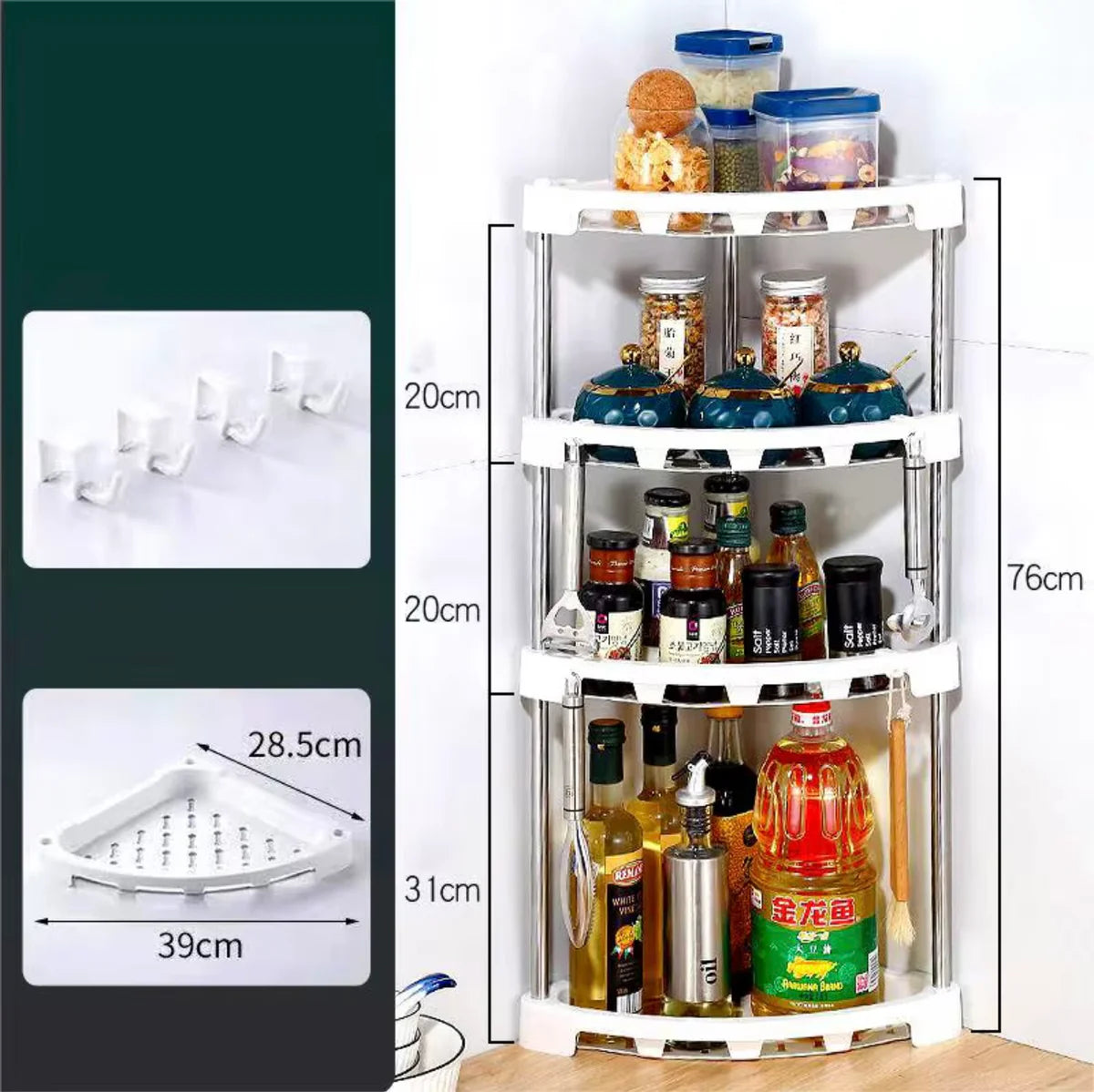 4 tier Plastic Corner Rack,4 Layer Kitchen Rack