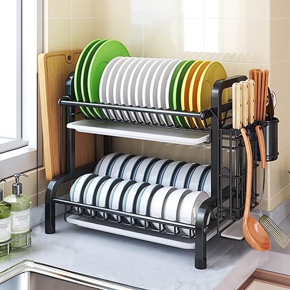 Kitchen Bowl Dish Drying Rack -2 Layer, Kitchen Dish Drying Rack happyhome