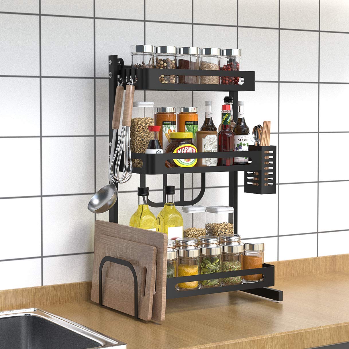 Kitchen Spice Rack,3-Tier Countertop Spice Rack happyhome