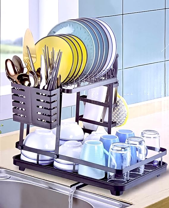 Kitchen Storage Rack,Plates Rack With Drainboard happyhome