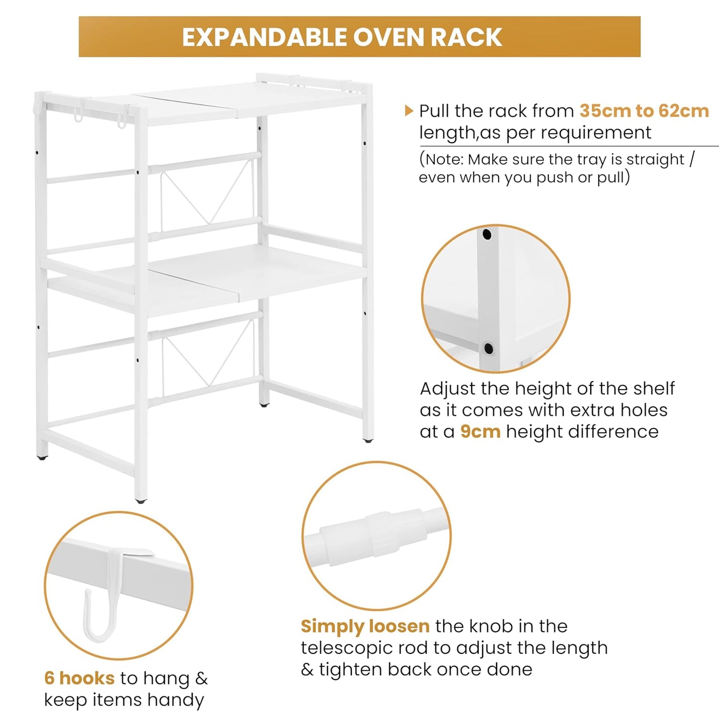 Microwave Rack Double Layer , Metal Storage Rack happyhome