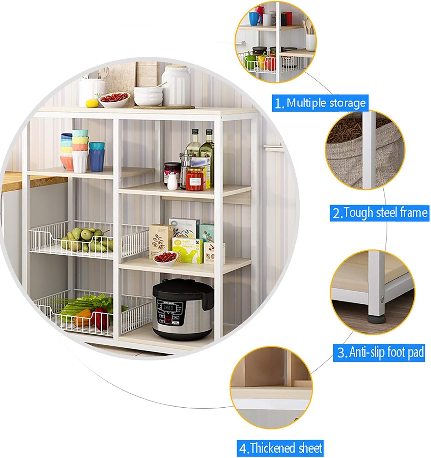 Multi Function Household Rack,4 Tier Storage Shelf happyhome