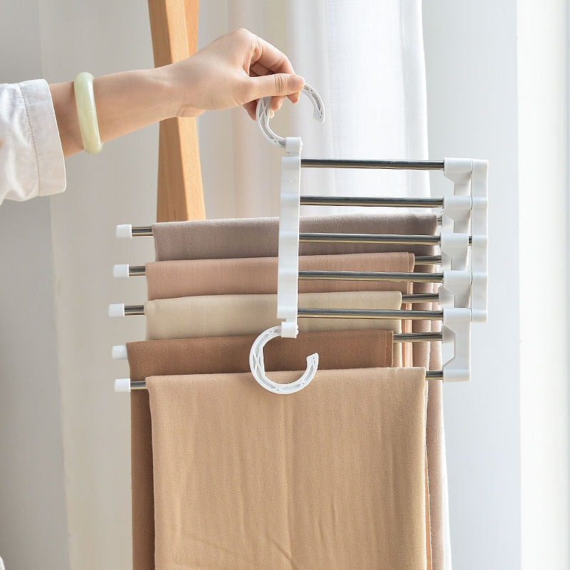 Multi Layer Folding Telescopic Trouser Rack happyhome