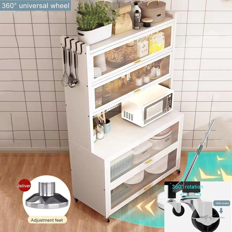 Multifunctional Closed Storage Cabinet 5 Layer, Standing Kitchen Storage Shelf happyhome