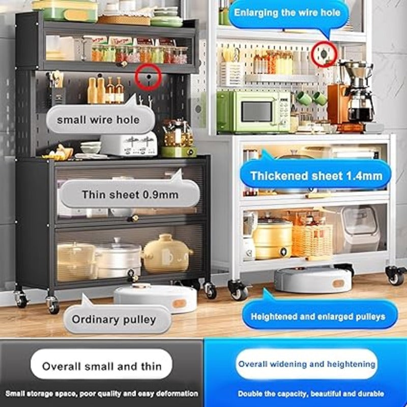 Multifunctional Closed Storage Cabinet 5 Layer, Standing Kitchen Storage Shelf happyhome