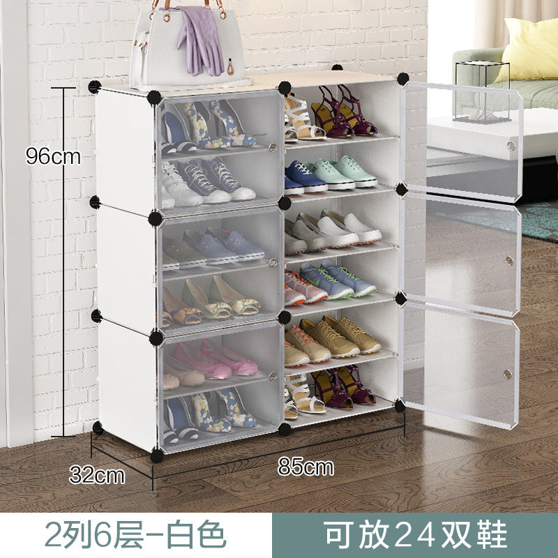 2 Column 6 Layer 6 Door Shoe Rack, Portable Shoe rack with Doors