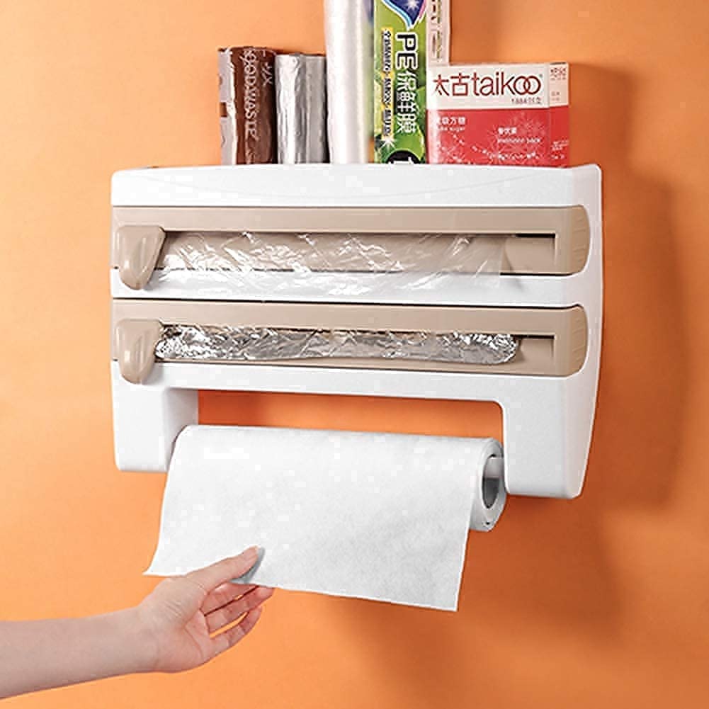 Paper Dispenser Plus Paper Holder, kitchen roll holder aluminum foil cutter happyhome