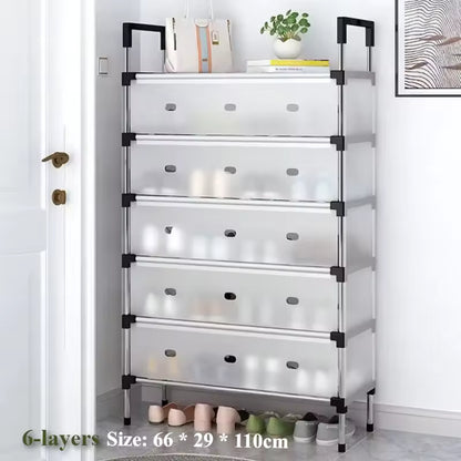 Metal Shoe Rack with Cover 6 tier, Shoe Rack with Door