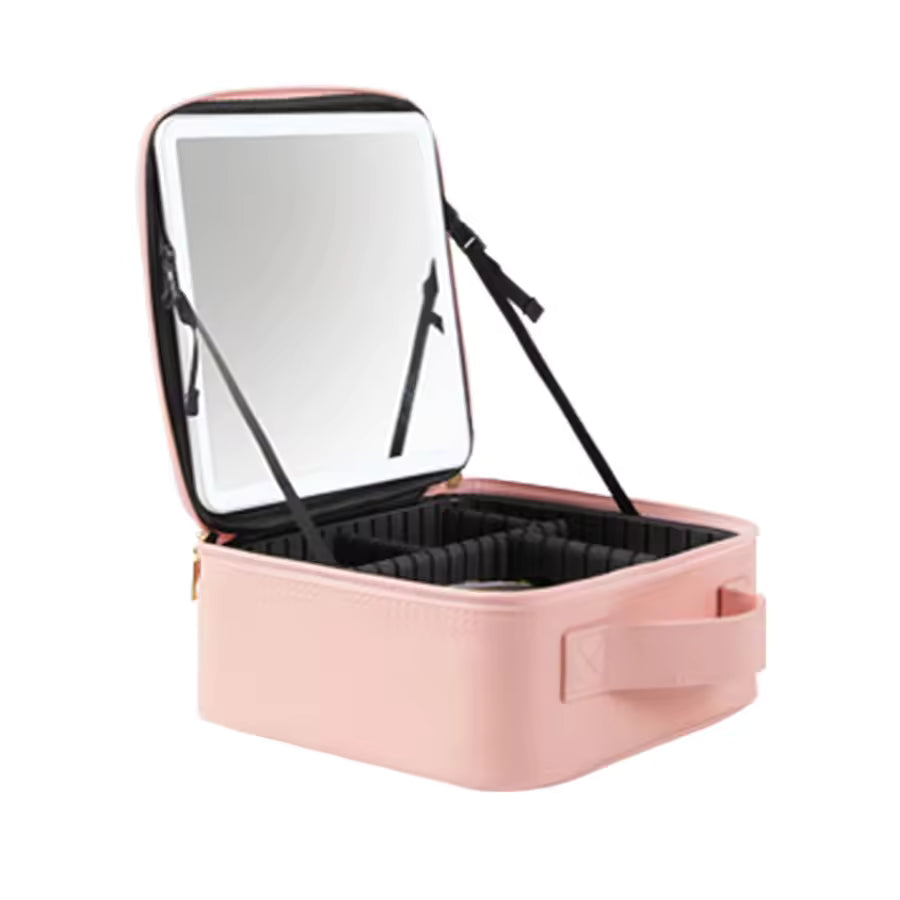 Makeup Case with LED Mirror,Travel Makeup Cosmetic Organizer Bag with LED Mirror