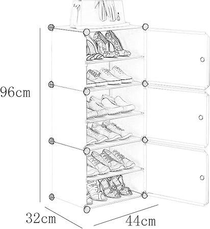 Single Column 6 Layer Shoe Rack, Dust proof Shoe Cabinet with Door happyhome