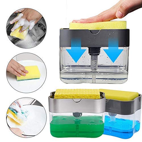 Soap Dispenser , Soap Press Dispenser with Sponge Holder happyhome