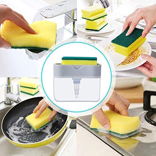 Soap Dispenser , Soap Press Dispenser with Sponge Holder happyhome