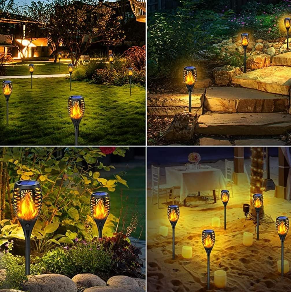 Solar Flame LED Light, Solar Ground Lights with Sensor Activated happyhome