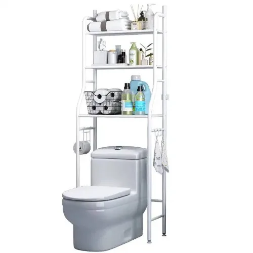 Toilet Storage Rack, Metal Bathroom Shelf happyhome