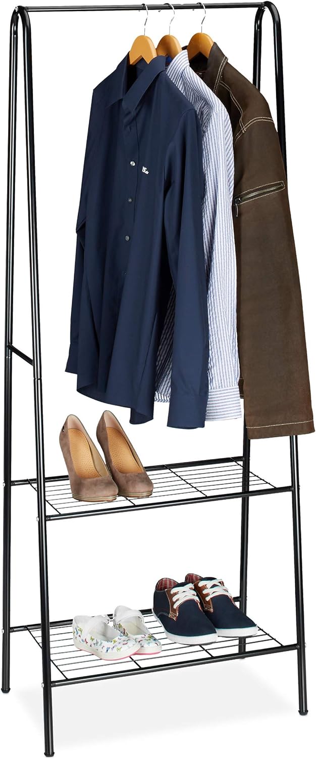 Triangle Clothes Rack - Non Trolley Type, Clothes Hanger Stand with Shoe Shelf happyhome