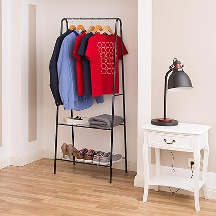 Triangle Clothes Rack - Non Trolley Type, Clothes Hanger Stand with Shoe Shelf happyhome