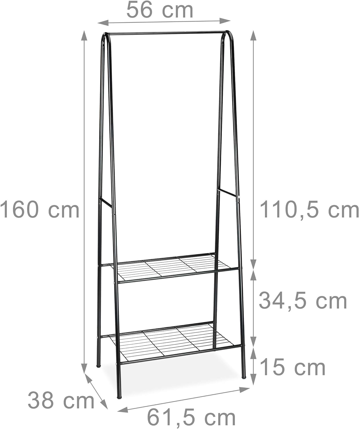 Triangle Clothes Rack - Non Trolley Type, Clothes Hanger Stand with Shoe Shelf happyhome