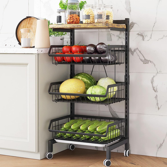 Vegetable Rack, Adjustable Fruit Vegetable Basket Cart happyhome