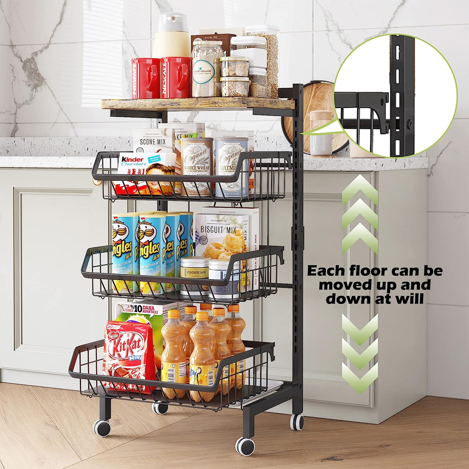 Vegetable Rack, Adjustable Fruit Vegetable Basket Cart happyhome