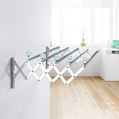 W Type Clothes Drying Rack Wall Mounted , Extendable Drying Rack For Clothes happyhome