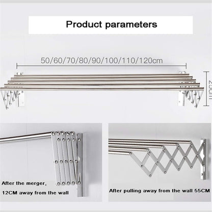 W Type Clothes Drying Rack Wall Mounted , Extendable Drying Rack For Clothes happyhome