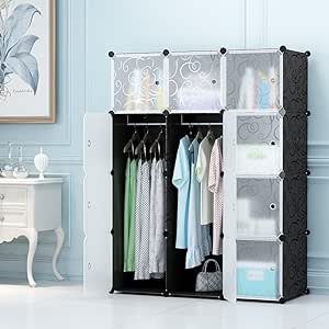 Wardrobe And Storage Set , 12 Cube Plastic Clothes Wardrobe happyhome