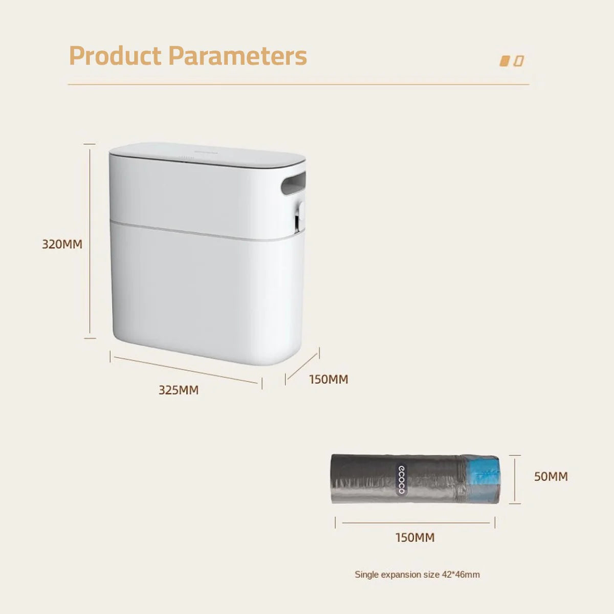 Narrow Press-Lid Trash Can, Slim Waste Bin