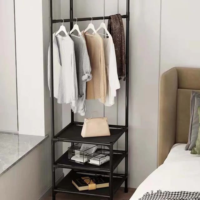 Bedroom Coat Rack, Corner Stand for Clothes and Shoes