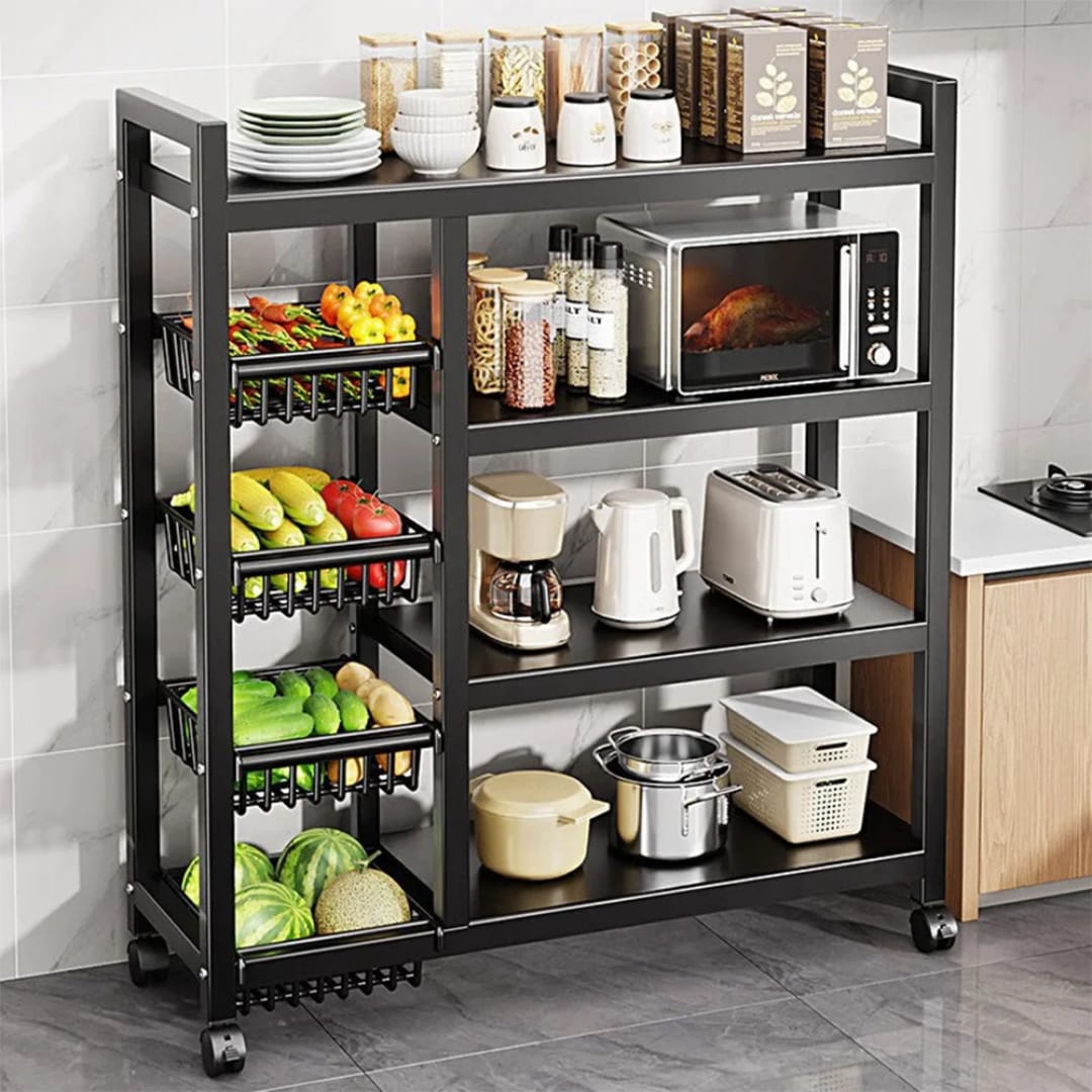 4 Layer Dual Sided Rack, Kitchen Metal Organizer