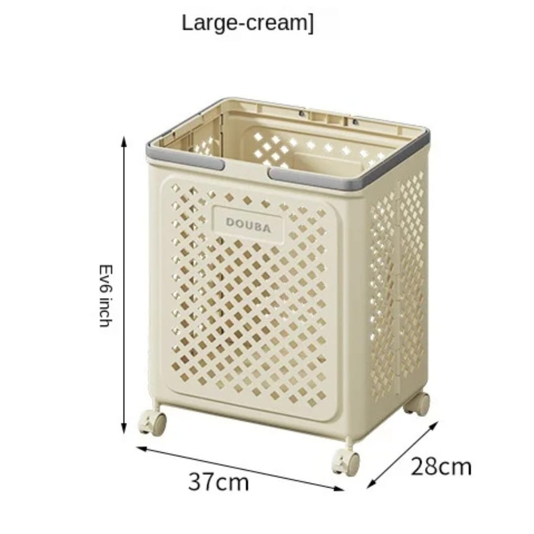 Foldable Laundry Basket with Wheels, Laundry Basket Bathroom Storage Organizer