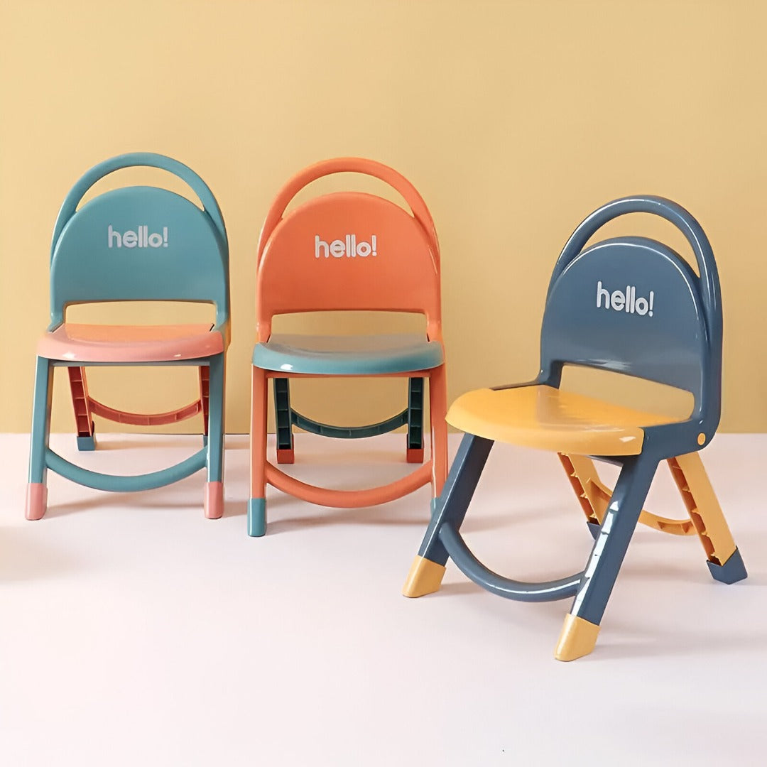 Foldable Kids Plastic Chair, Back Support Strong and Durable Plastic Chair