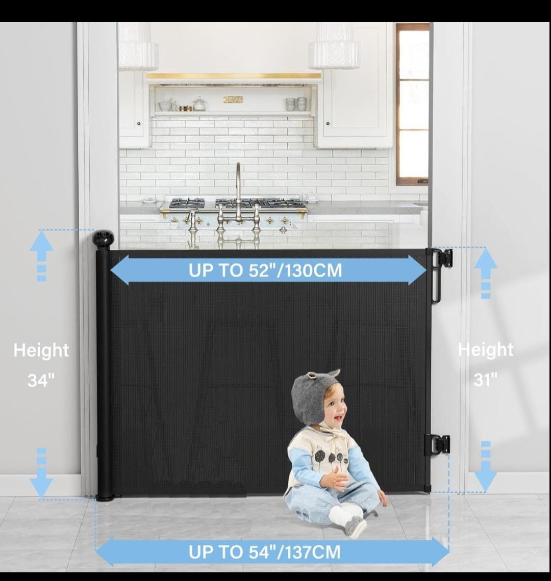 Retractable Baby Gates for Stairs, RollAway Safety Gate