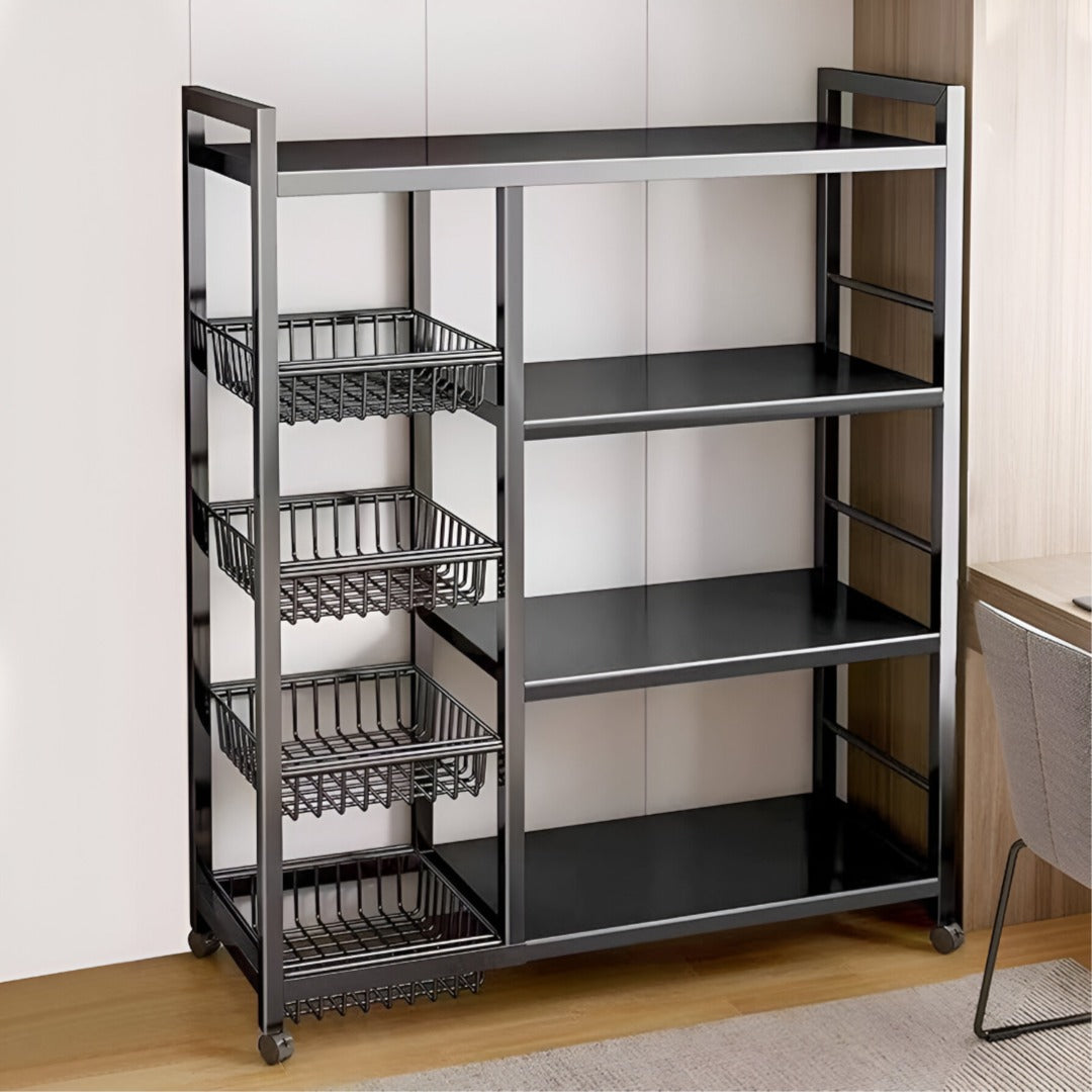 Multi-Tier Kitchen Storage Shelf Rack with Basket