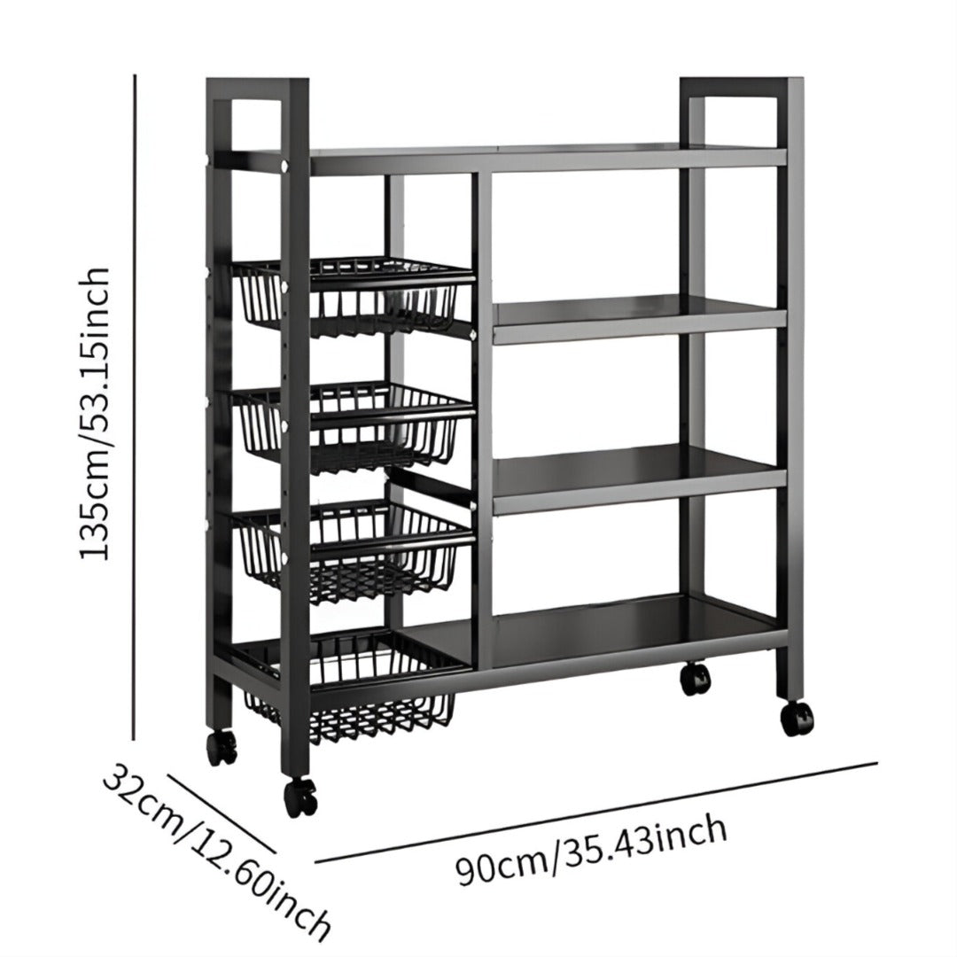 Multi-Tier Kitchen Storage Shelf Rack with Basket